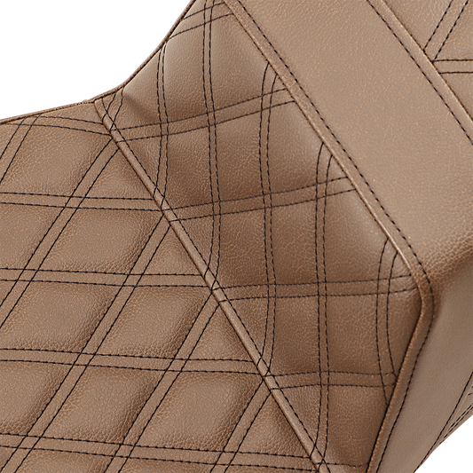 SADDLEMEN Step-Up Seat - HARLEY Extended Reach - Full Lattice Stitch - Brown