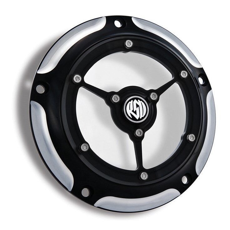 Rivercity Wrinkle Black 3-Hole Domed Derby Cover - Fits Harley Big Twin 1970-1999