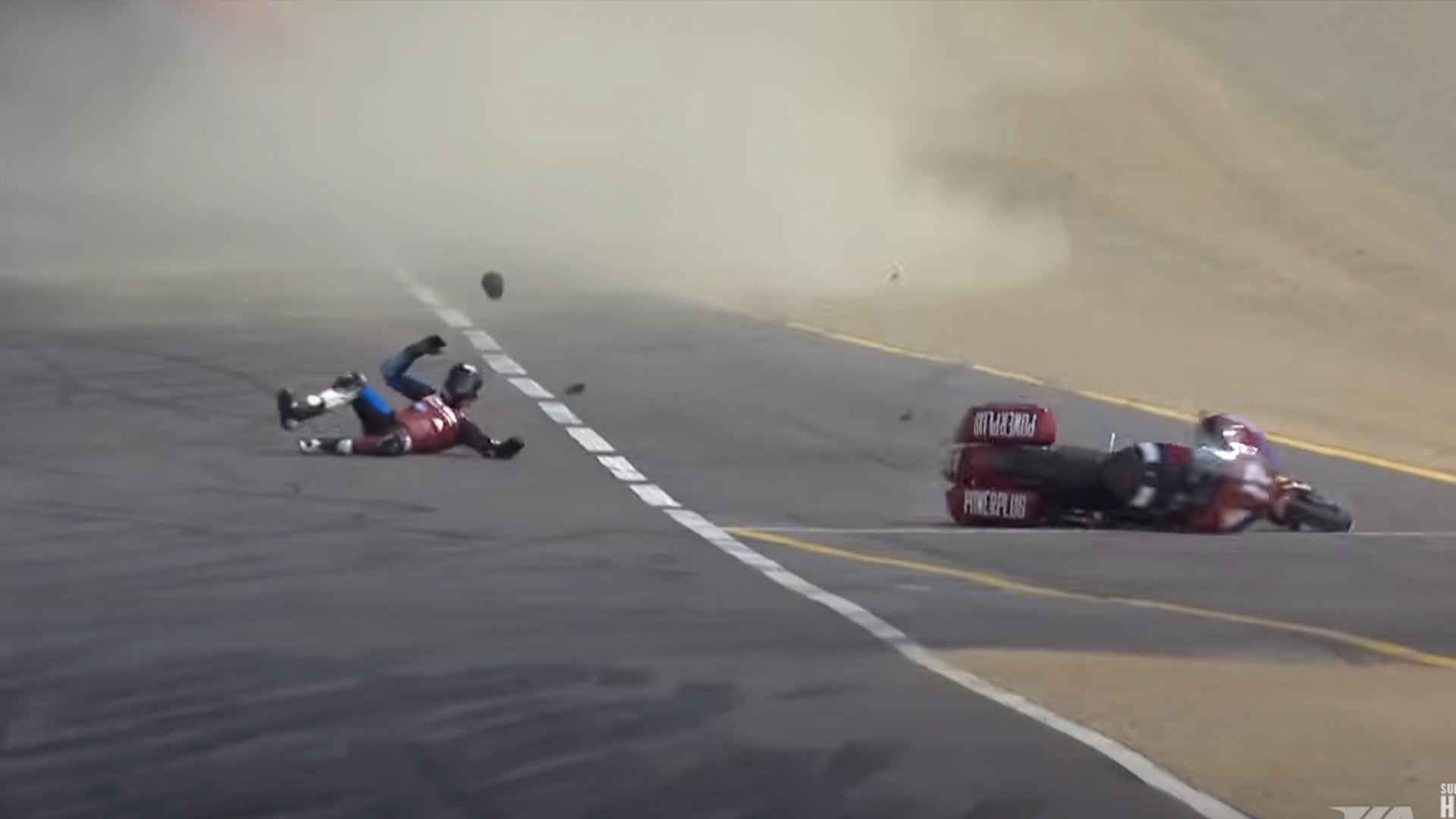 Indian motorcycle racer crash for mission king of the baggers at laguna seca