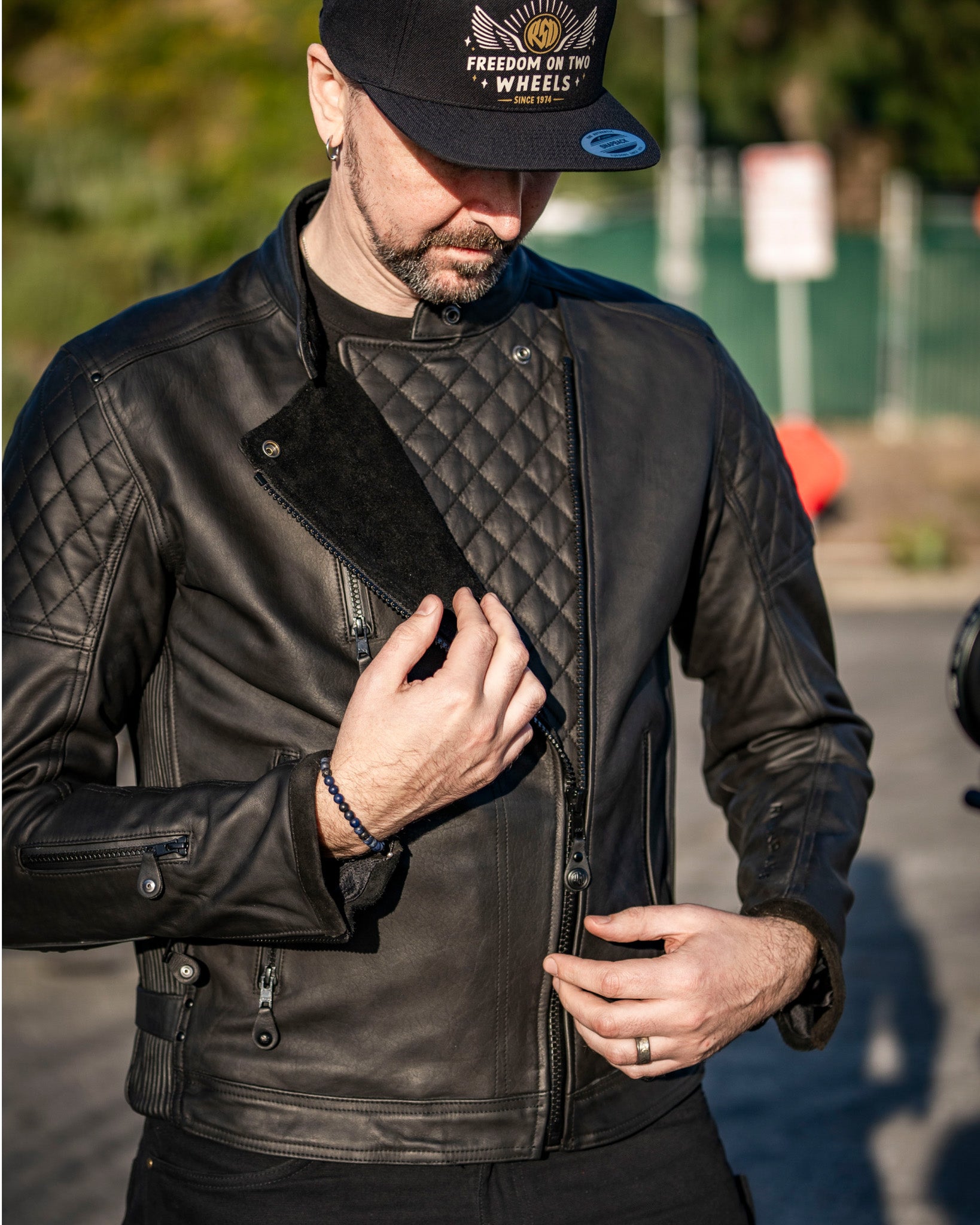 clash waterproof jacket on biker