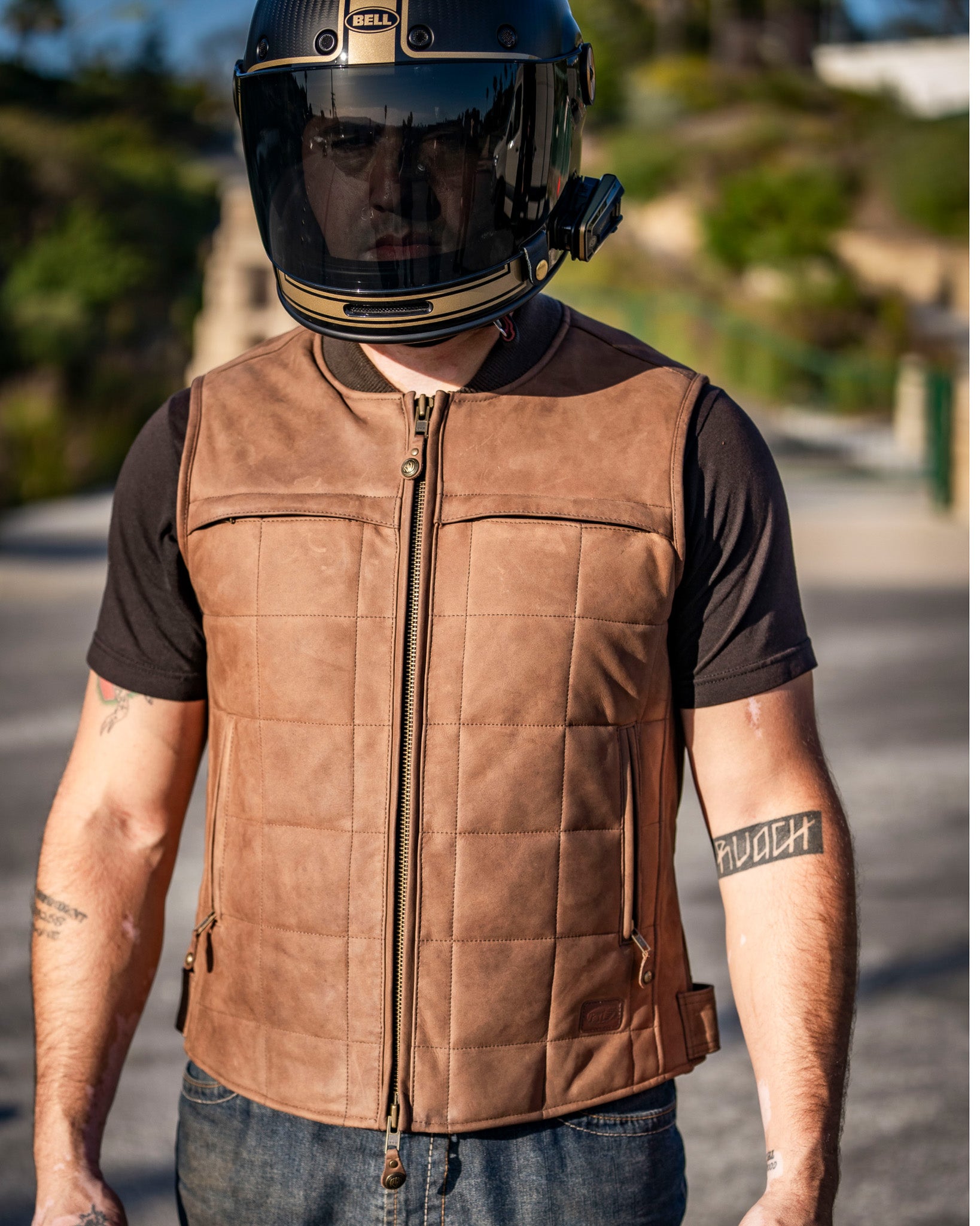 tobacco motorcycle vest Motorwear Men's Garage Sale: The Wasteland Refunds or exchanges are not accepted Protective Vest Waxed Canvas Motorcycle