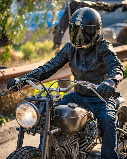 ronin waterproof jacket on biker
