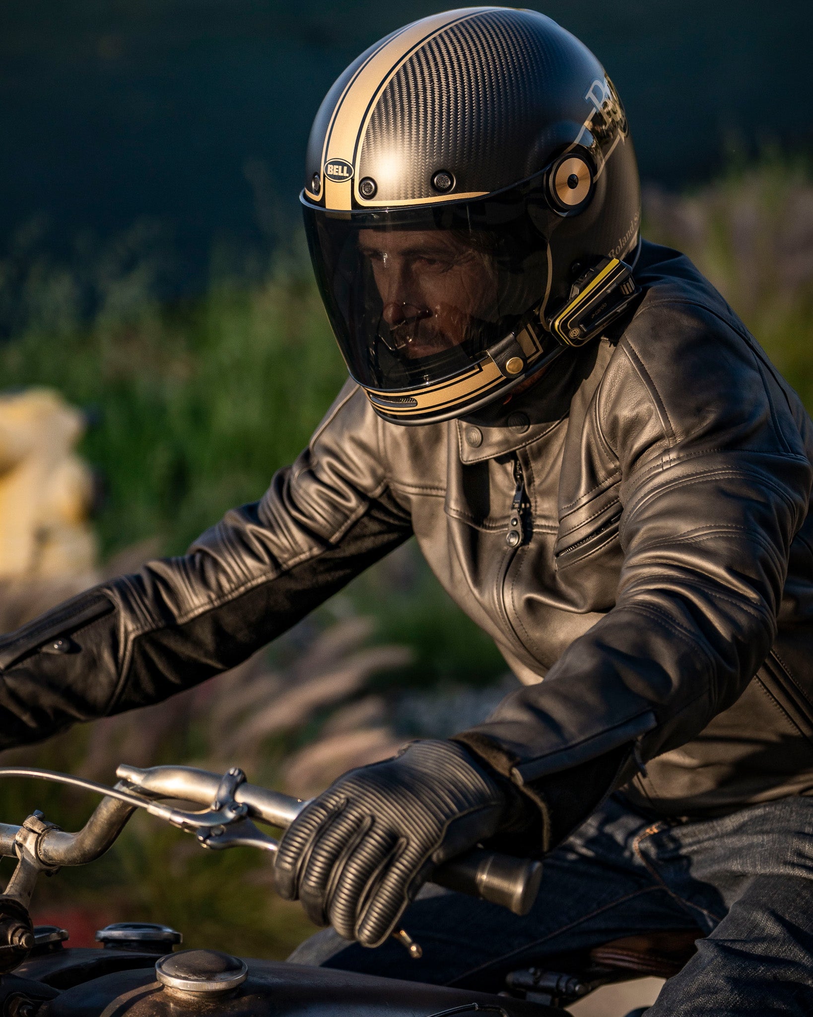 ronin waterproof jacket on biker