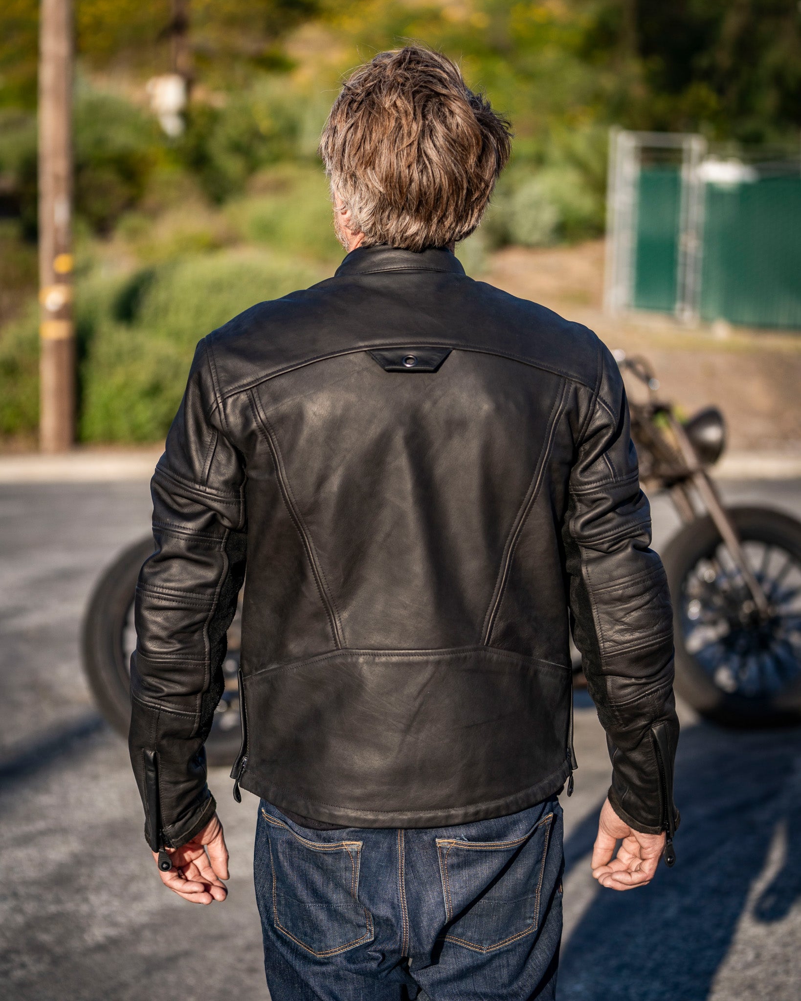ronin waterproof jacket on biker
