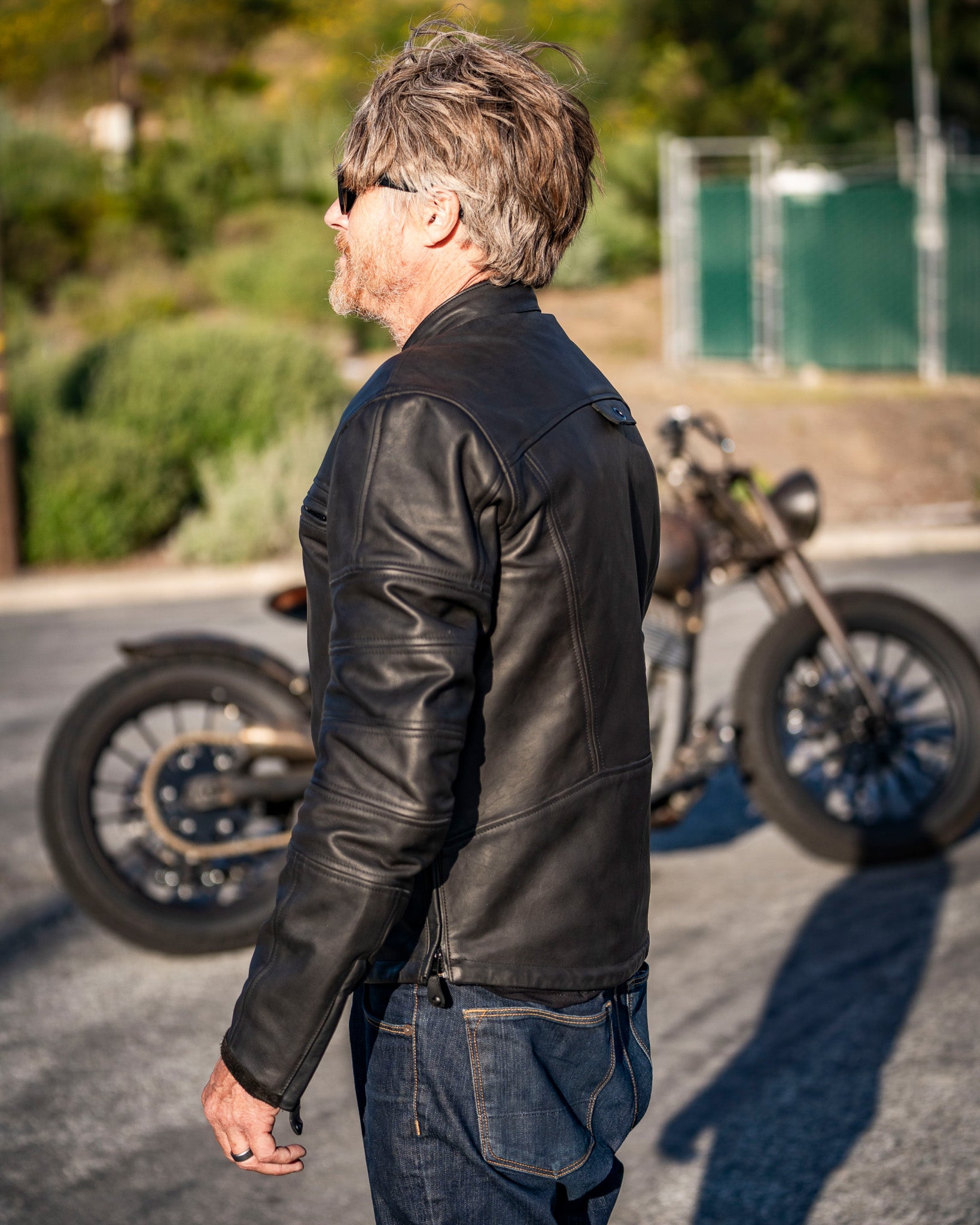 ronin waterproof jacket on biker