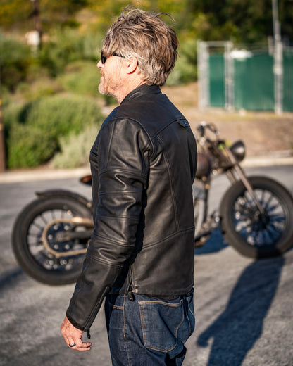 ronin waterproof jacket on biker