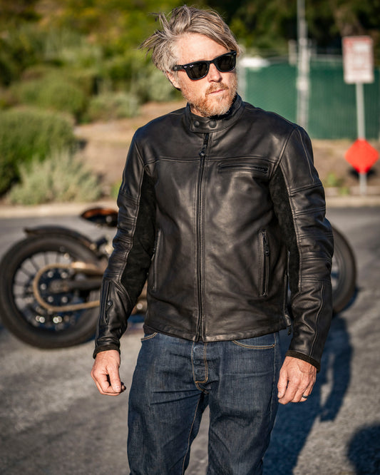 ronin waterproof jacket on biker